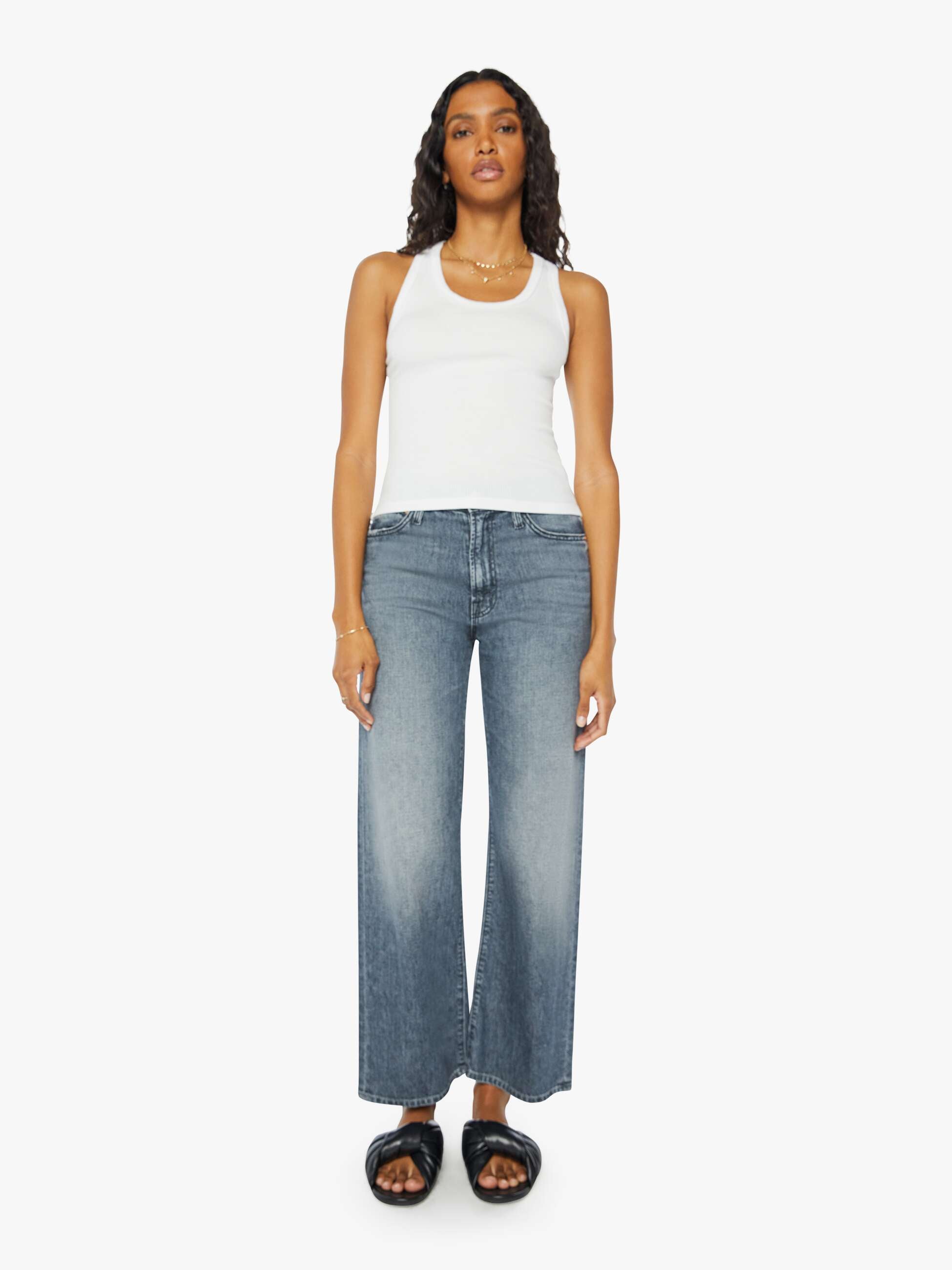 SPRWMN Rib Fitted Scooped Tank - White