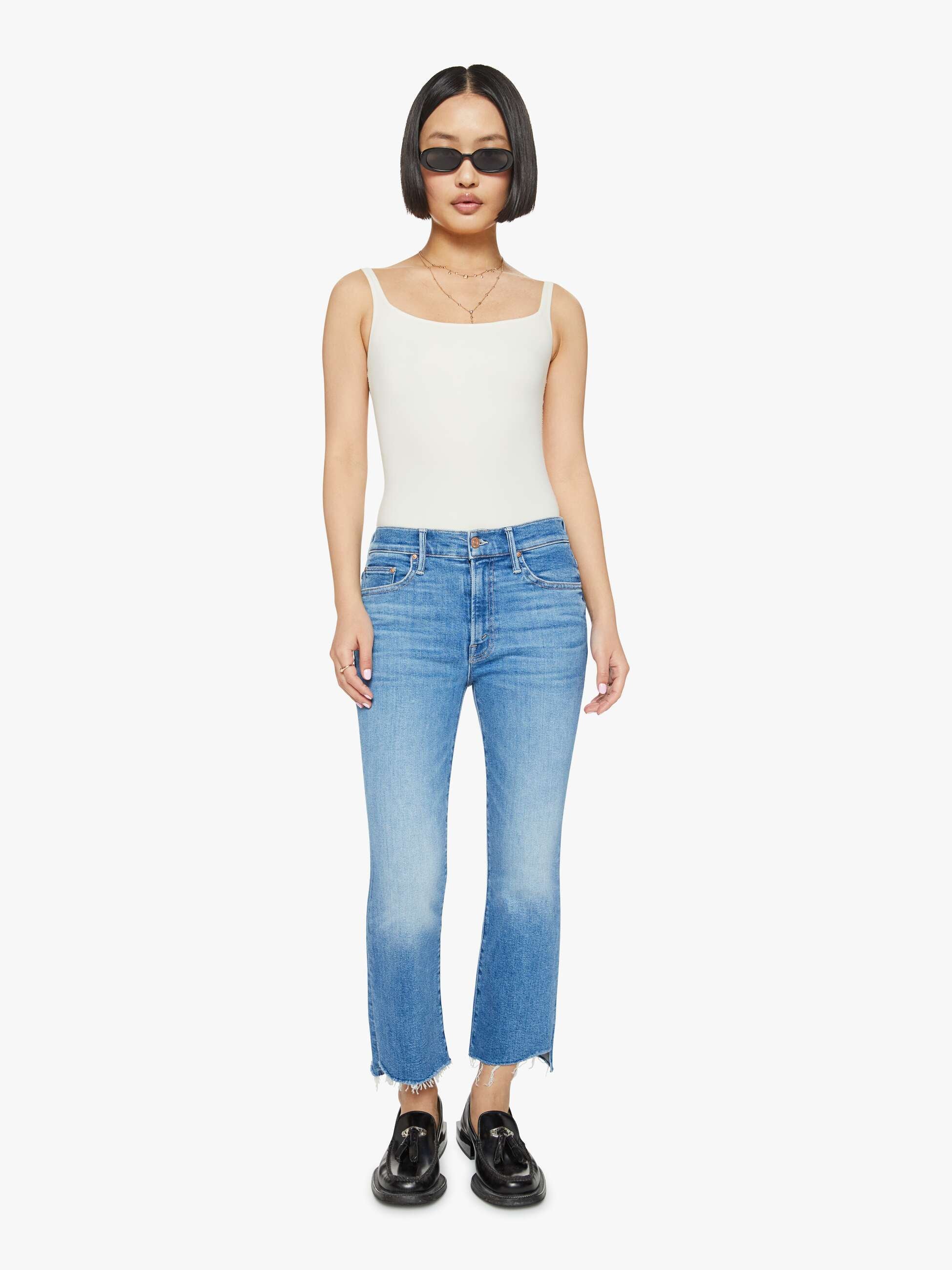 PETITES The Lil Insider Crop Step Fray - Out Of The Blue