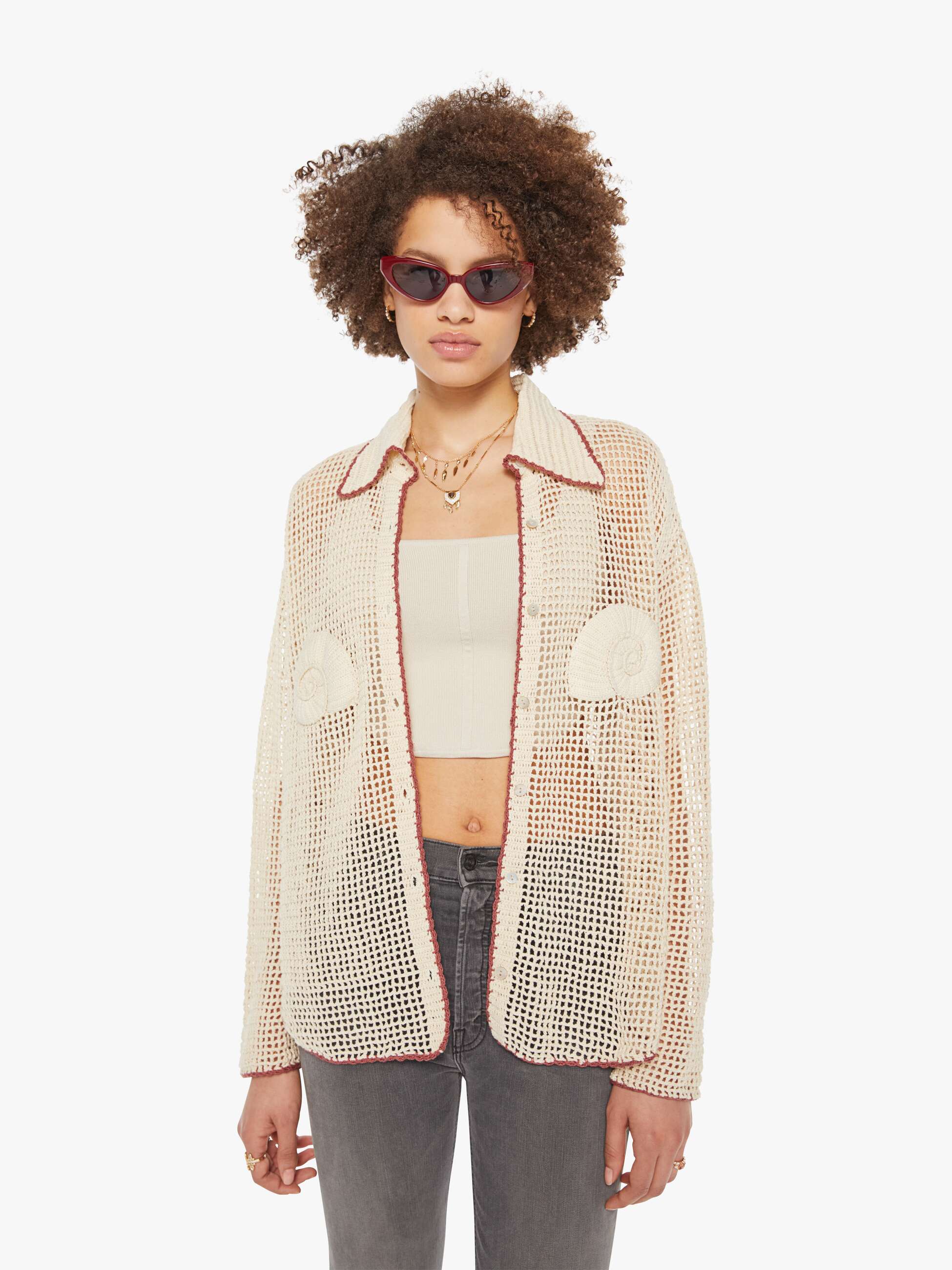 Alix Of Bohemia Emery Crochet Shirt - Nautilus