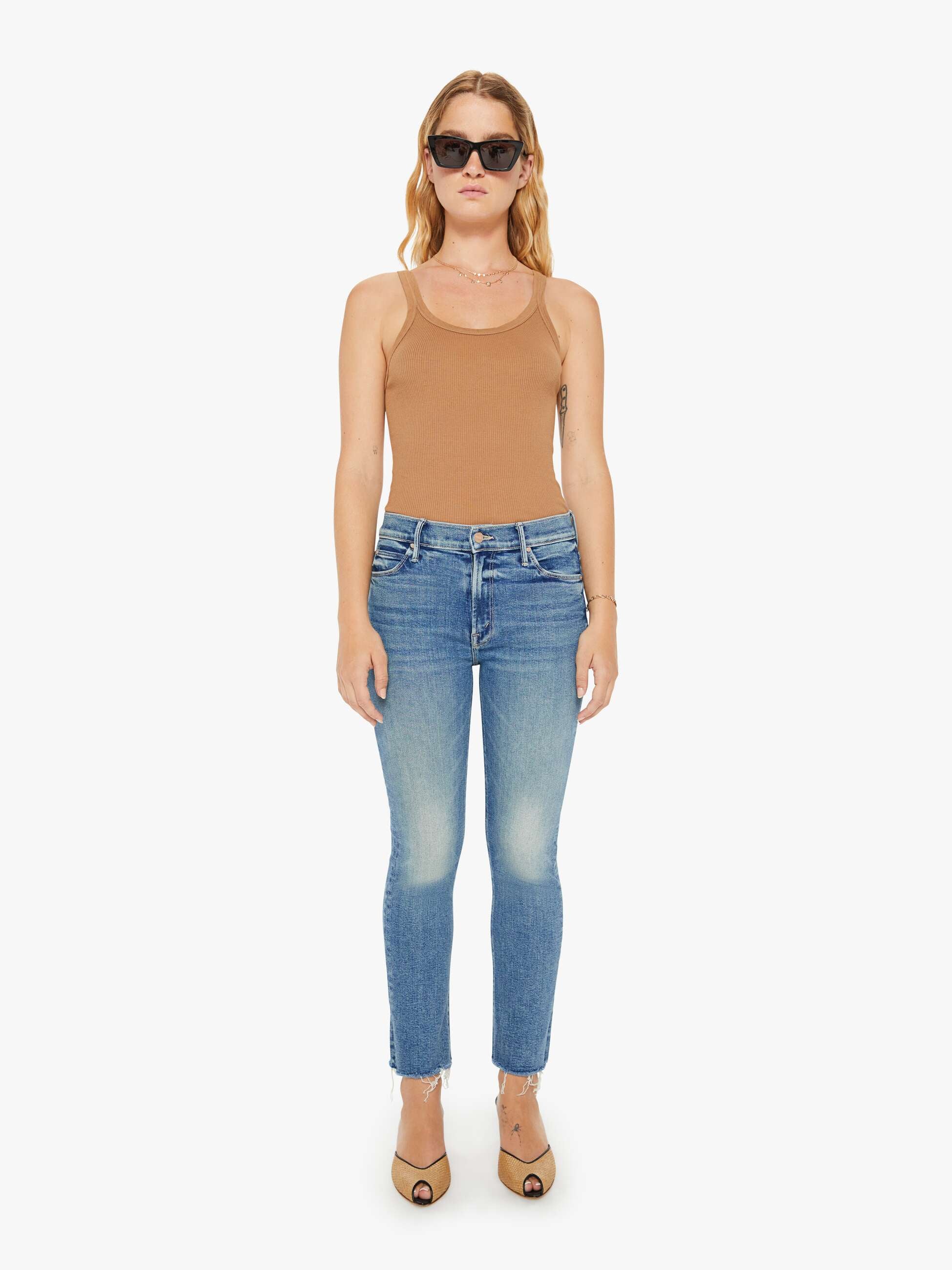 PETITES The Lil Mid Rise Dazzler Ankle Fray - Riding The Cliffside