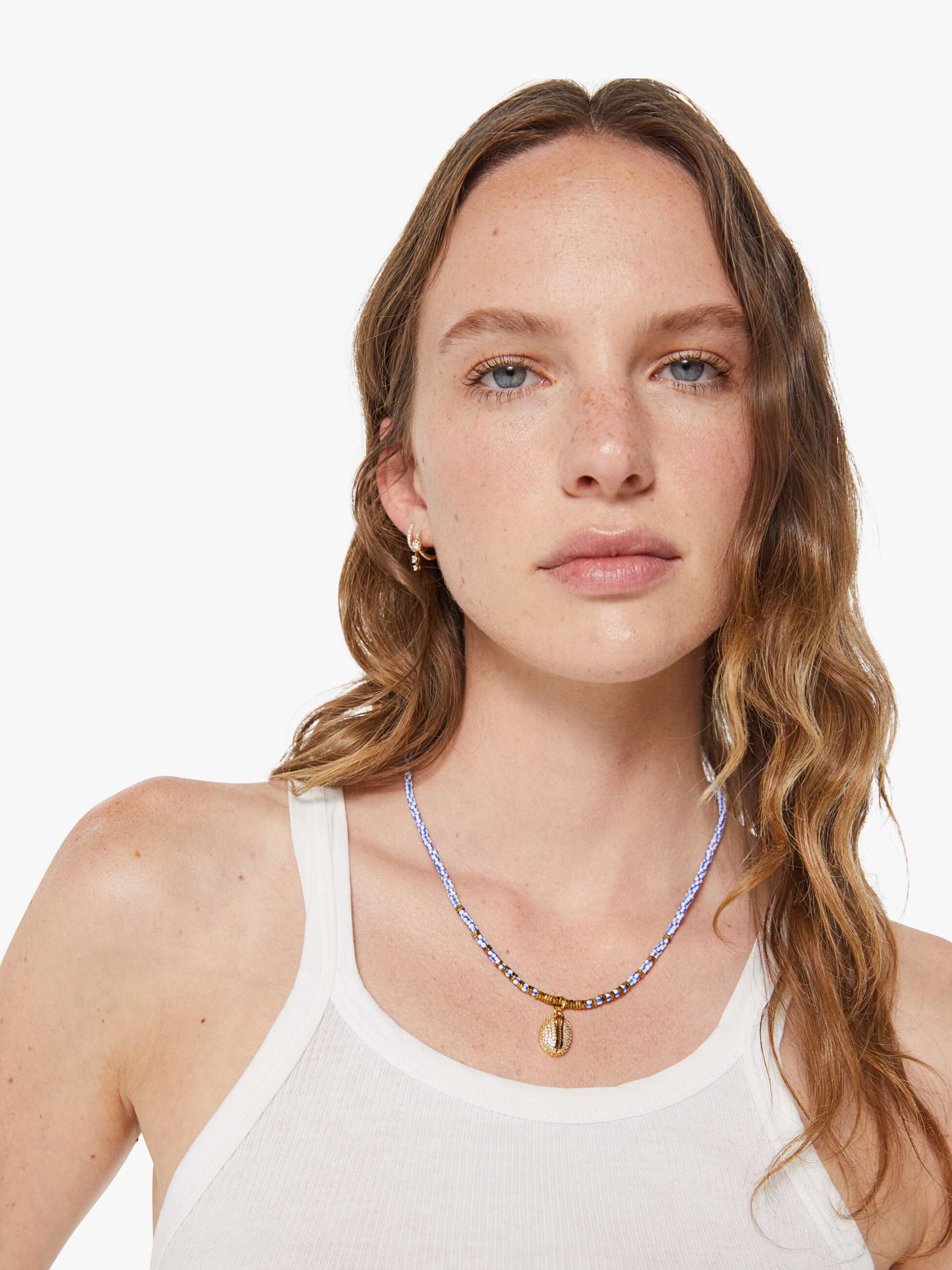LUDA Beaded Necklace - Blue Stripe