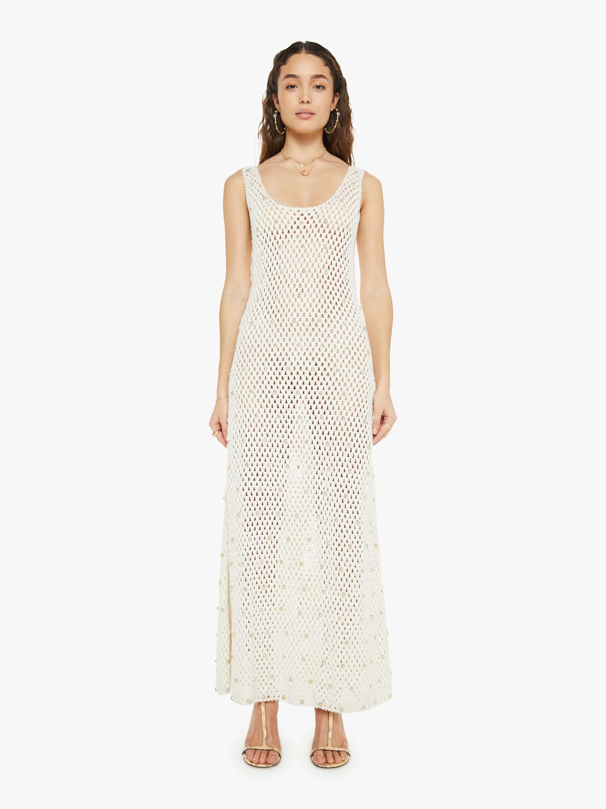 Alix Of Bohemia Adele Pearl Crochet Dress - Ivory